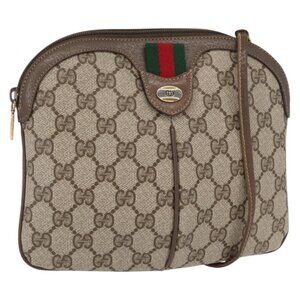 Authentic GUCCI GG Supreme Web Sherry Line Bag PVC Beige Gold 904 02 047